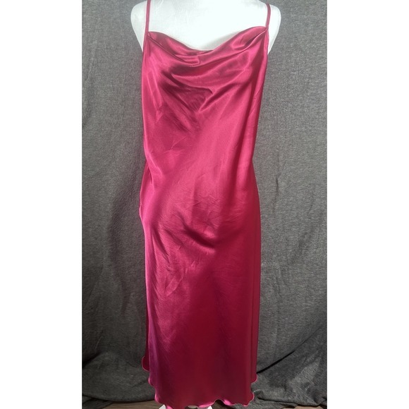 bebe Dresses & Skirts - Vintage 90s Y2K Bebe Slip Dress Midi Satin Pink Size S Drape‎ Neck Sexy Date